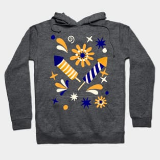 Blue and yellow retro fireworks Hoodie